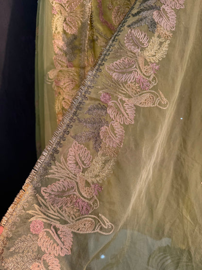 Premium tissue linen silk hand embroidered suit