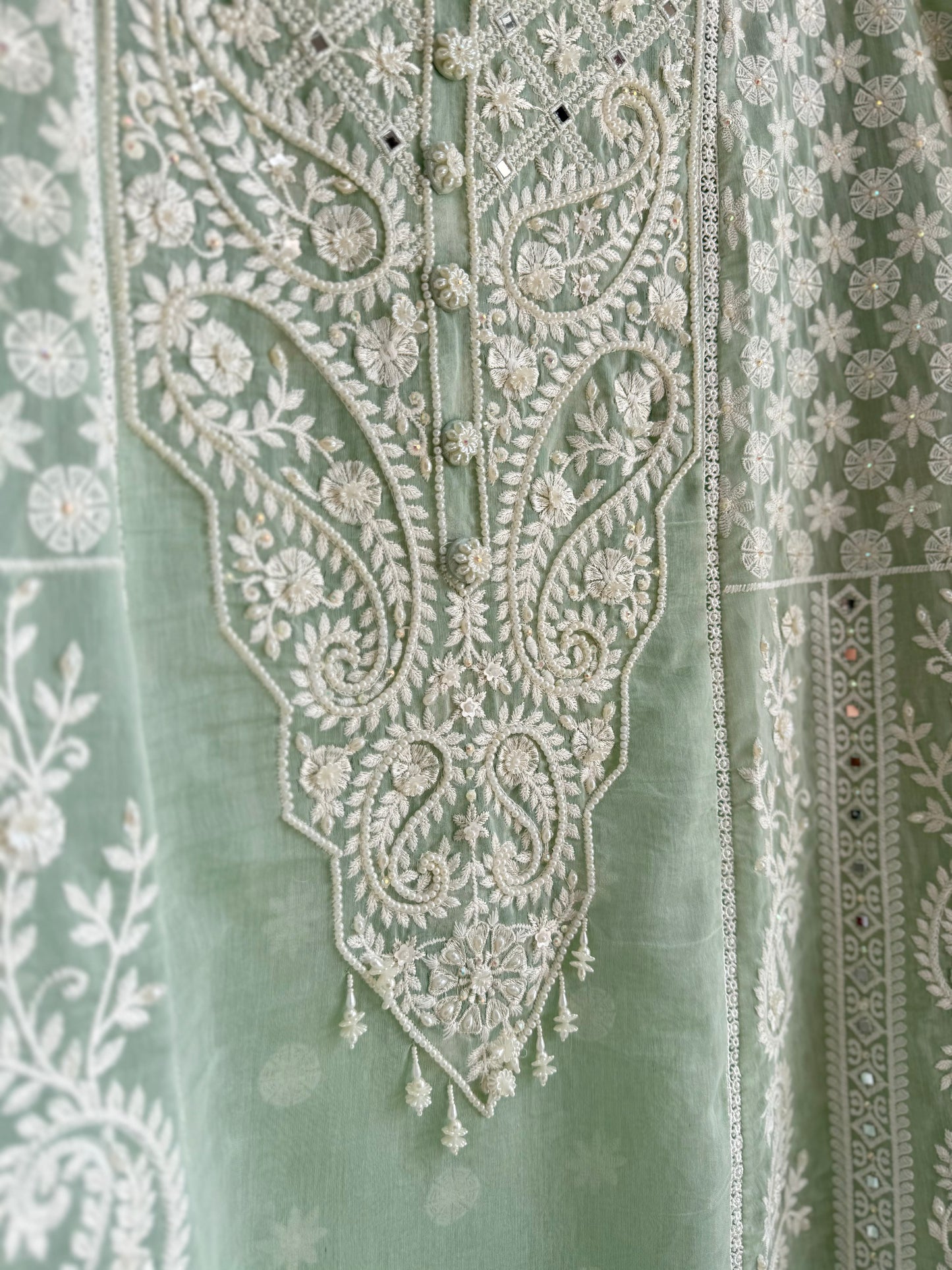 Luxurious Mul chanderi lucknowi handwork suit