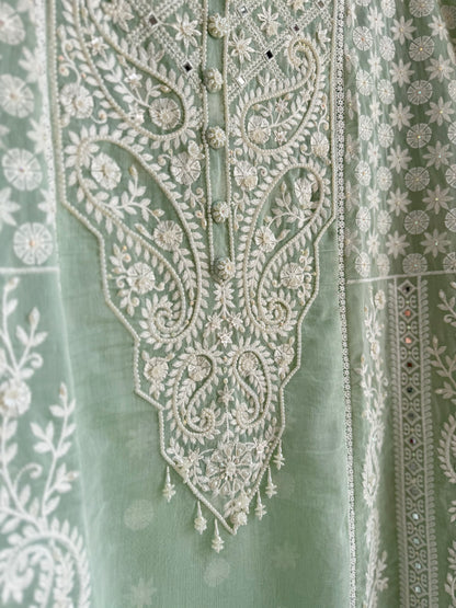 Luxurious Mul chanderi lucknowi handwork suit