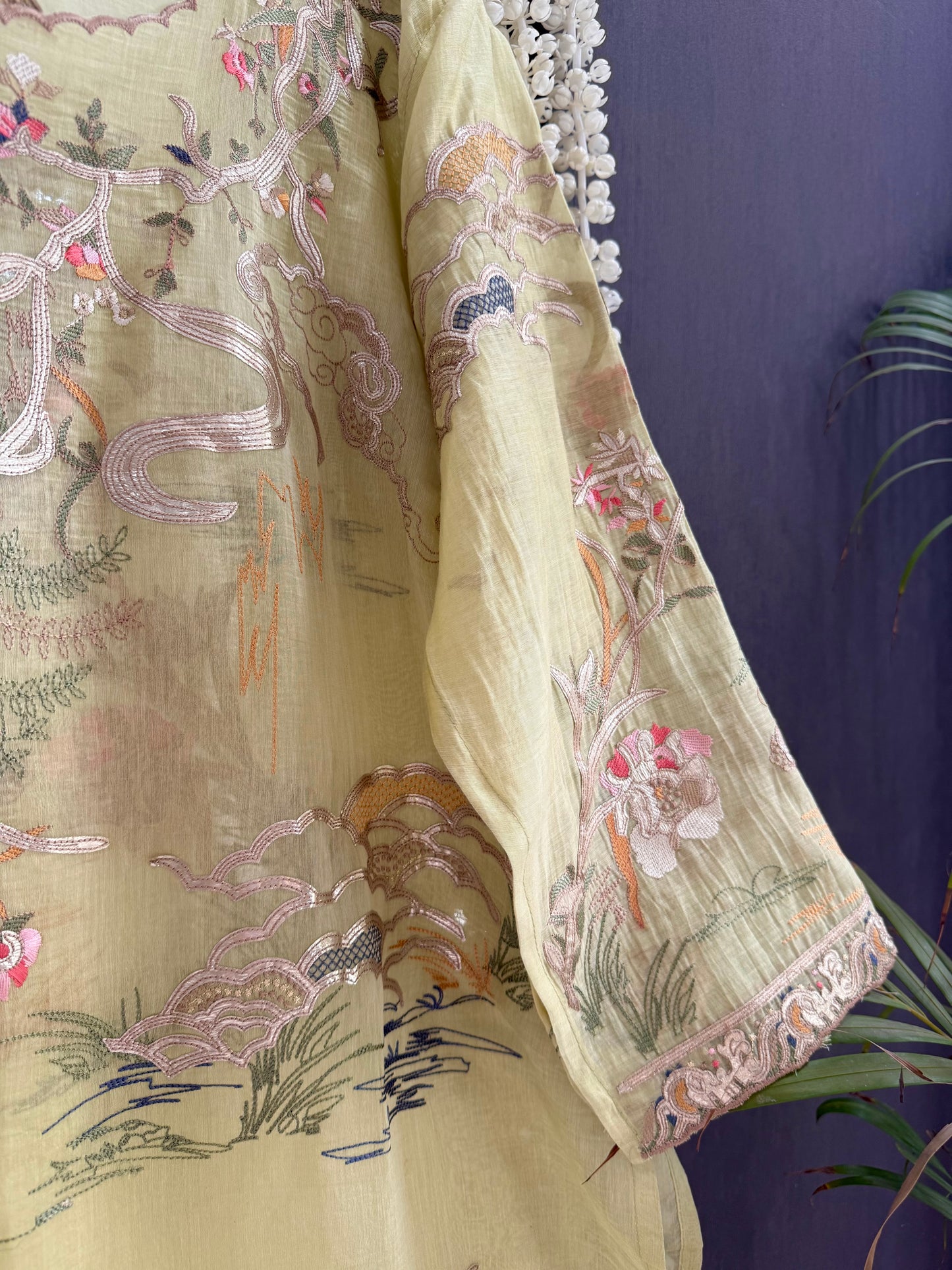 Luxurious Mul chanderi gota appliqué work suit