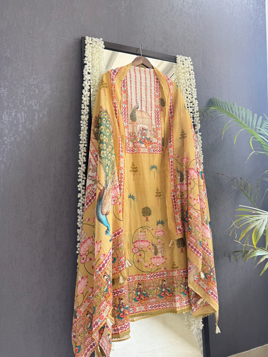Mulmul cotton divine handwork suit