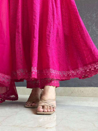 Pure cotton lace work Anarkali