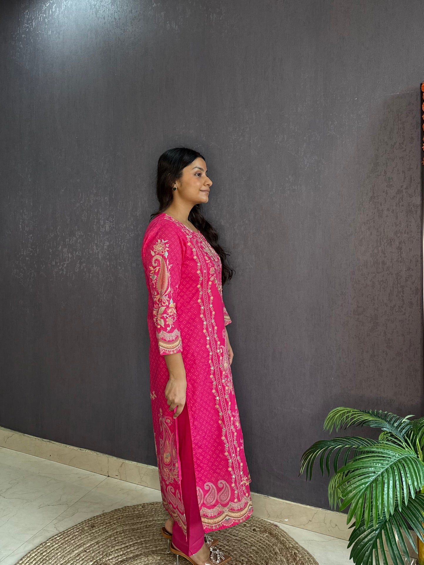 Pure cotton printed handwork kurta set