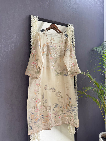Luxurious Mul chanderi gota appliqué work suit