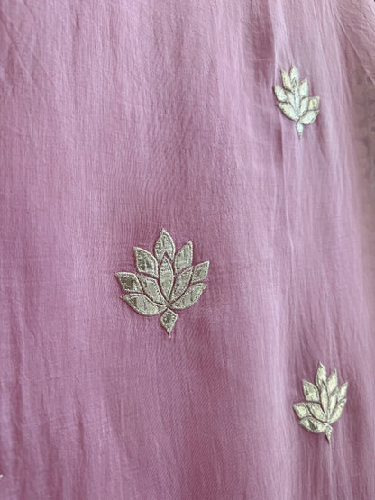 Luxurious Mul chanderi gota appliqué work suit