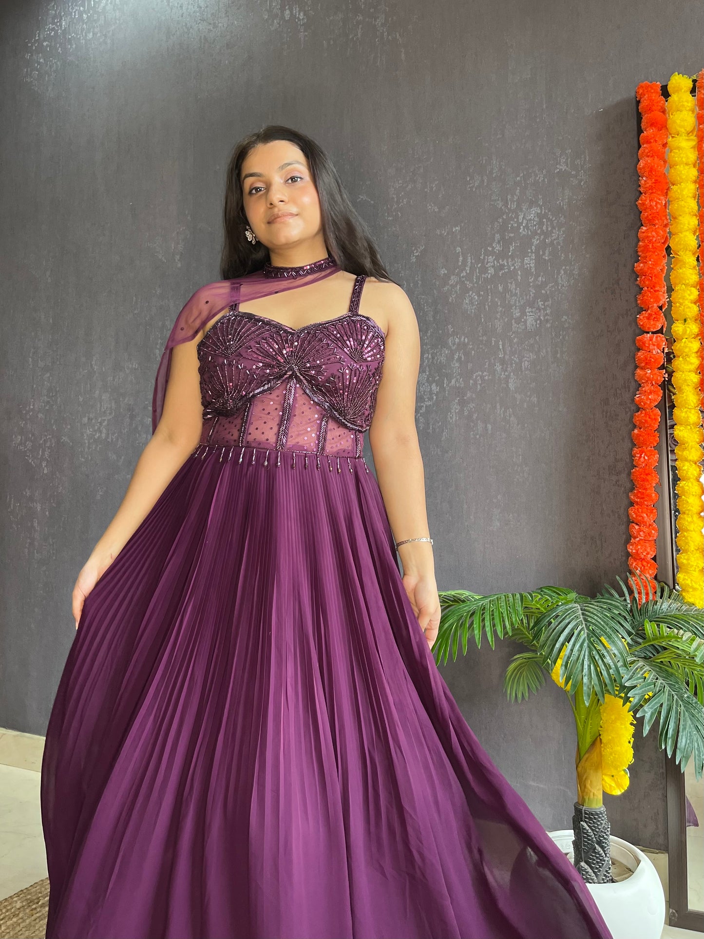 Anarkali Cape gown