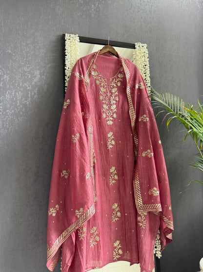 Luxurious Mul chanderi pitta work suit