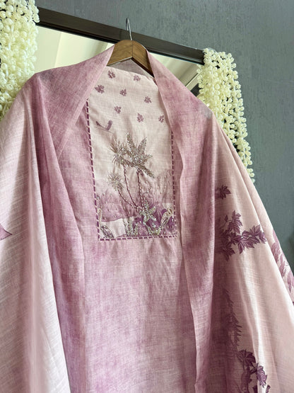 Linen flamingos handwork suit