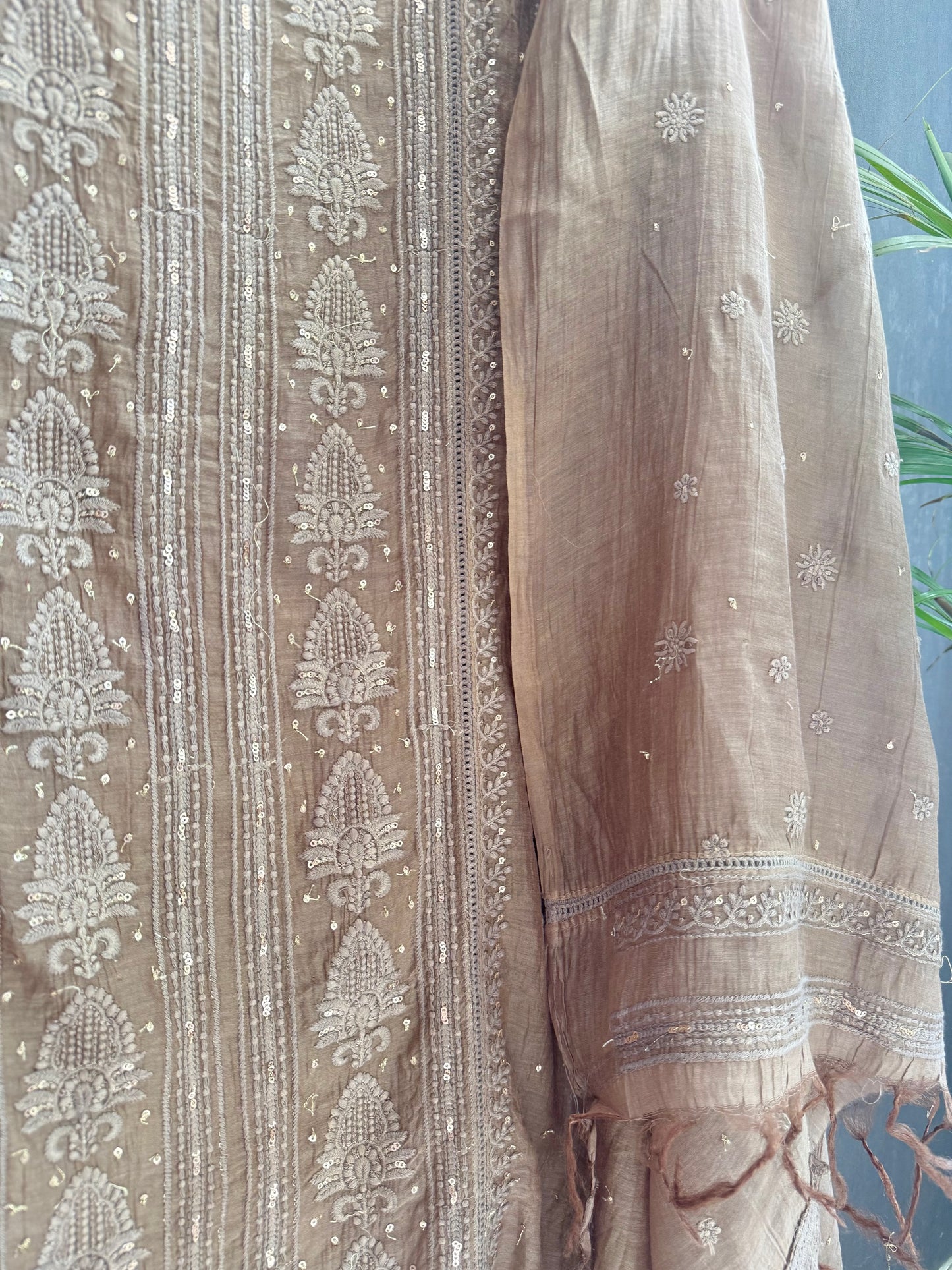 Luxurious Mul chanderi lucknowi handwork suit