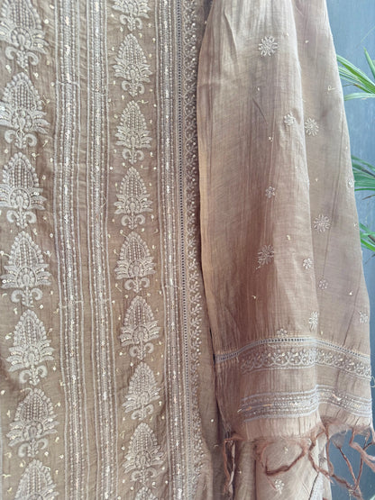 Luxurious Mul chanderi lucknowi handwork suit