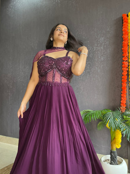 Anarkali Cape gown