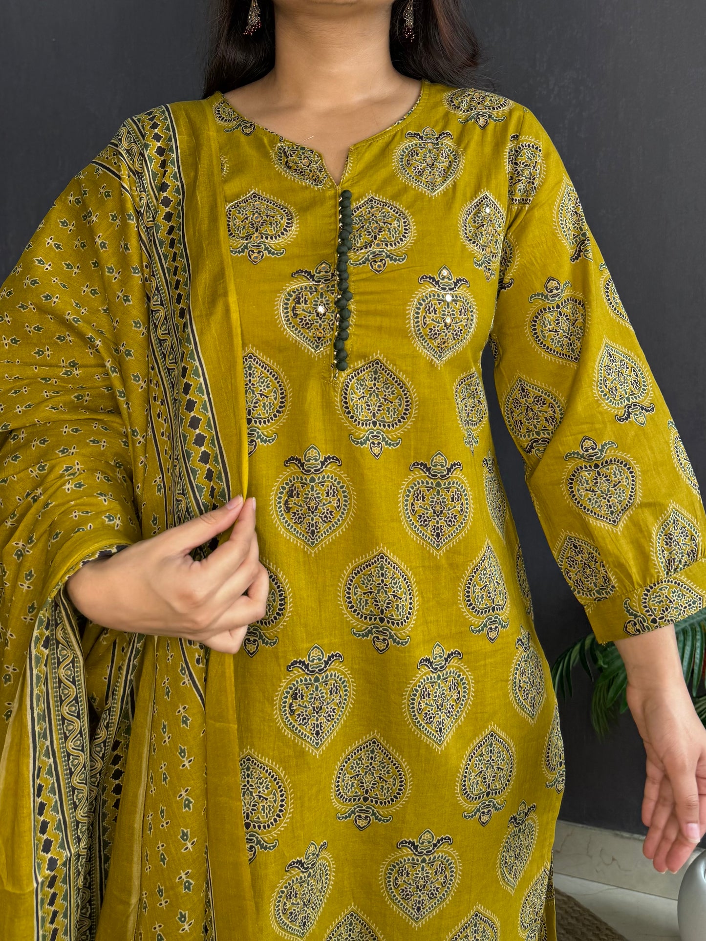 Pure cotton anaar ajrakh print suit set