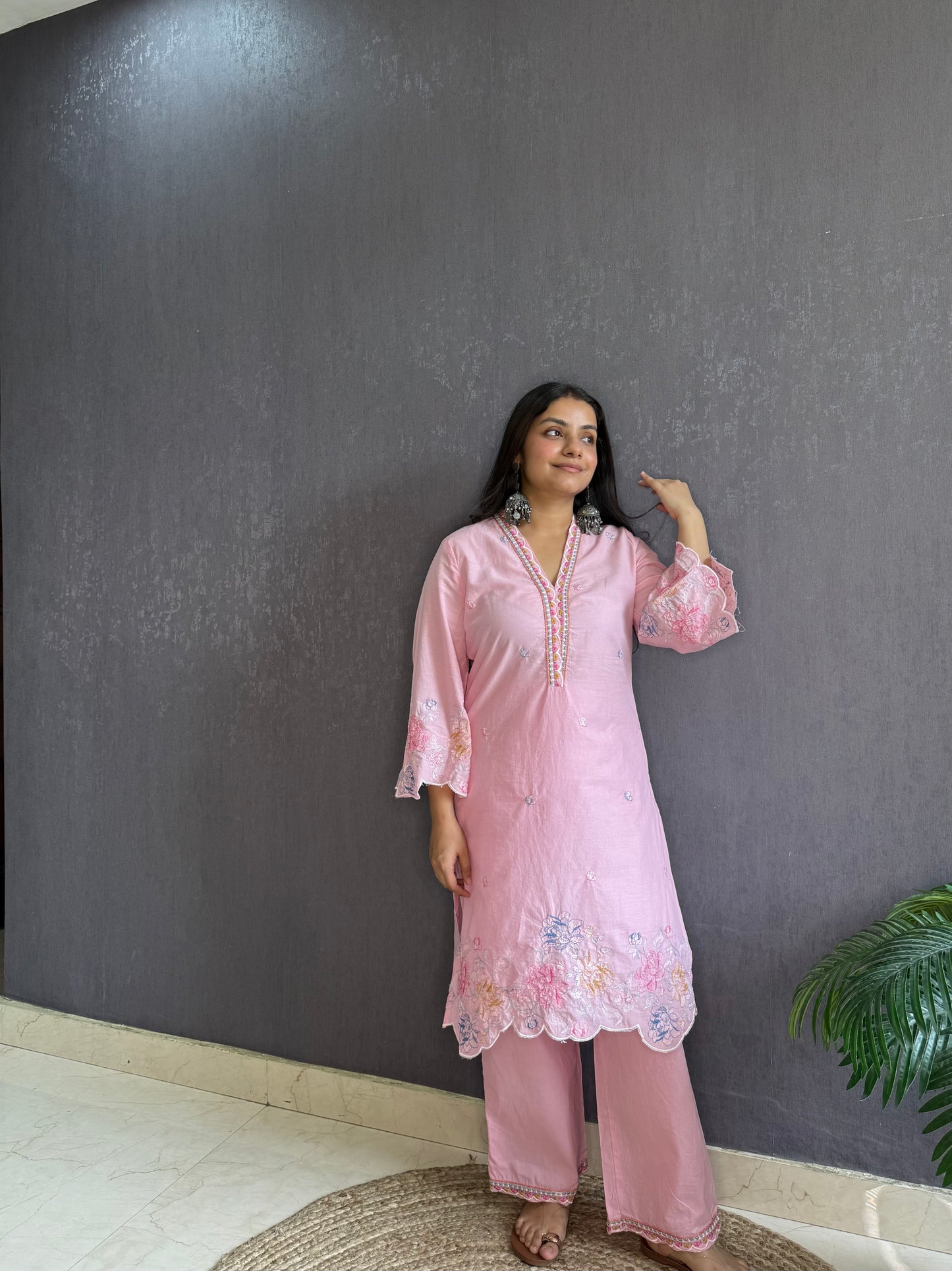 Premium cotton cutwork Coord set