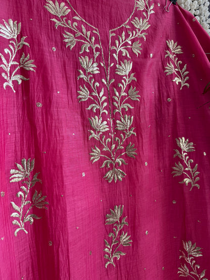 Luxurious Mul chanderi pitta work suit