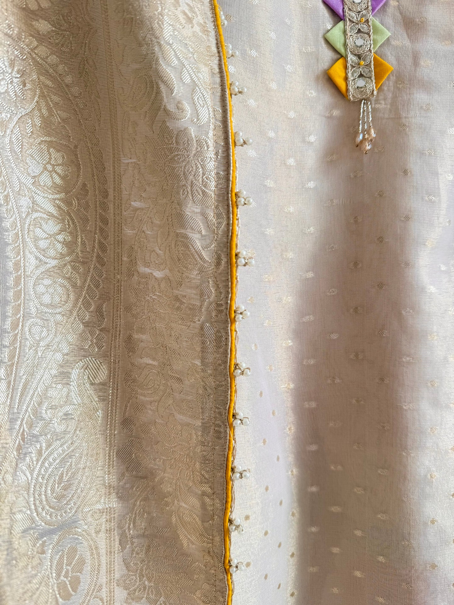 Luxurious aari work Tissue Benarsi silk suit