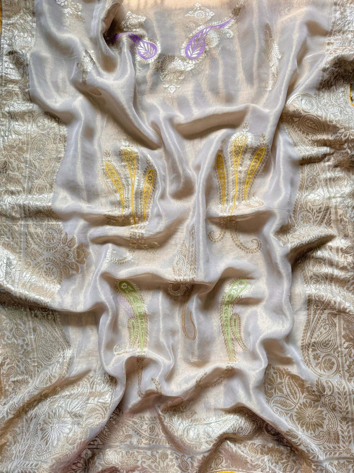Luxurious aari work Tissue Benarsi silk suit