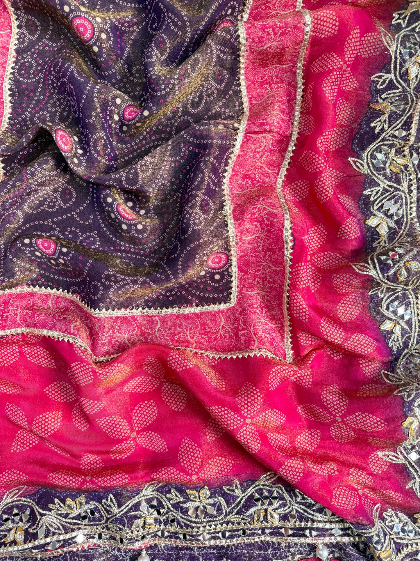Luxurious Bhandej ombré gotapatti suits