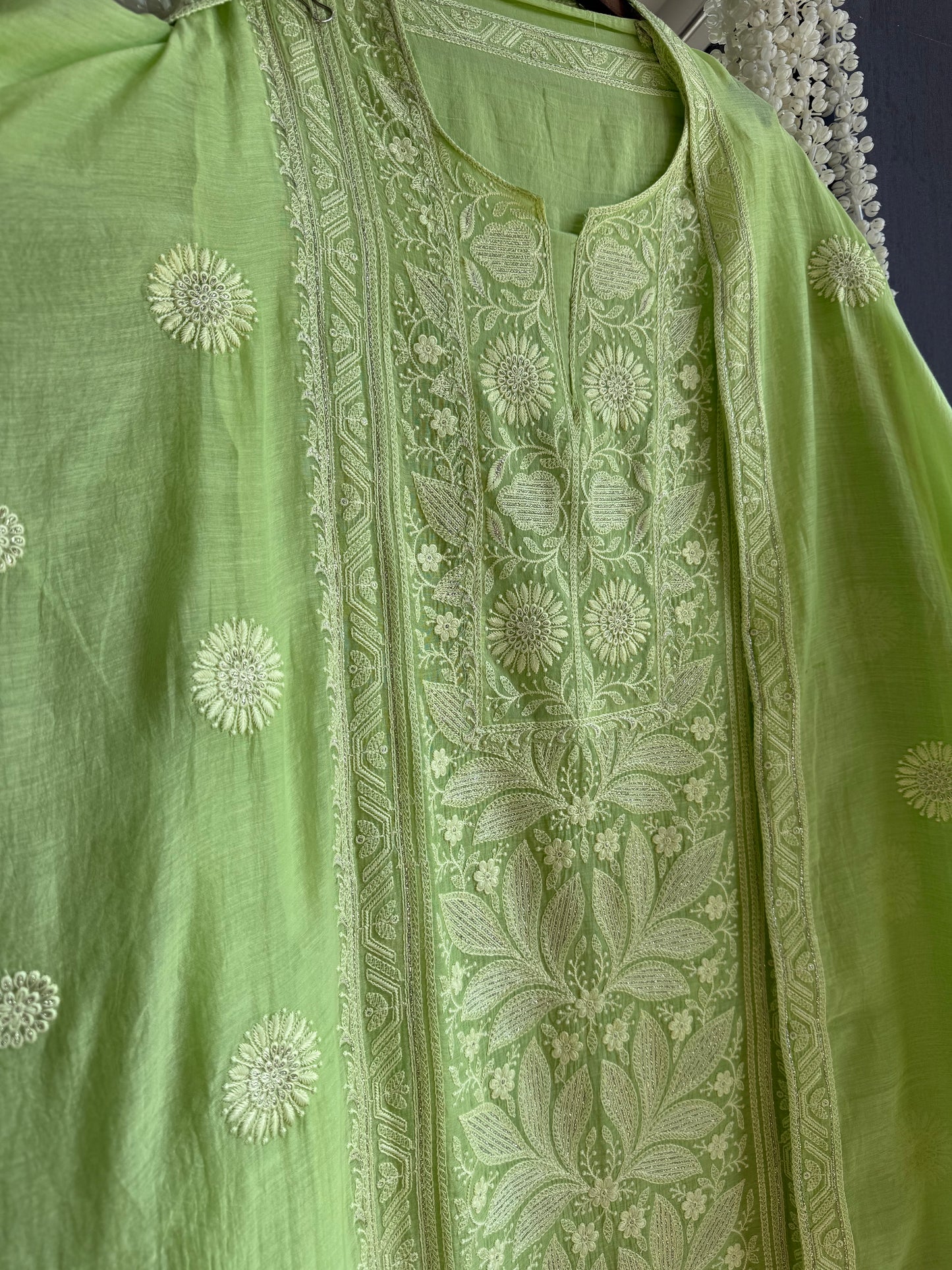 Luxurious Mul chanderi lucknowi handwork suit