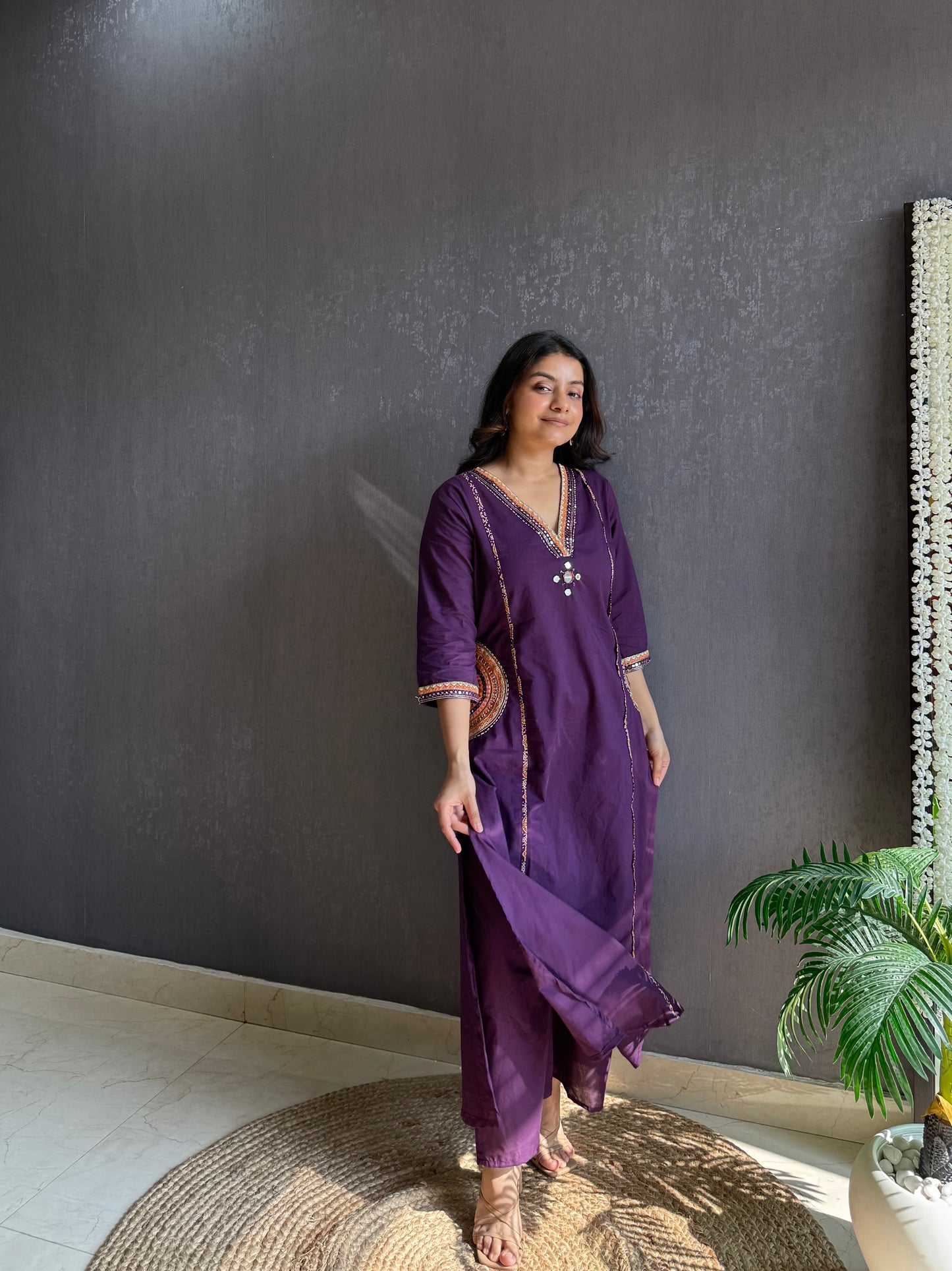 Pure cotton ajrakh A line suit set