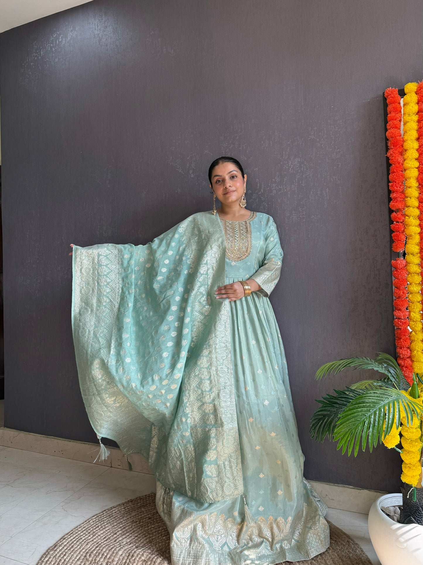 Benarsi Handwork Anarkali suit