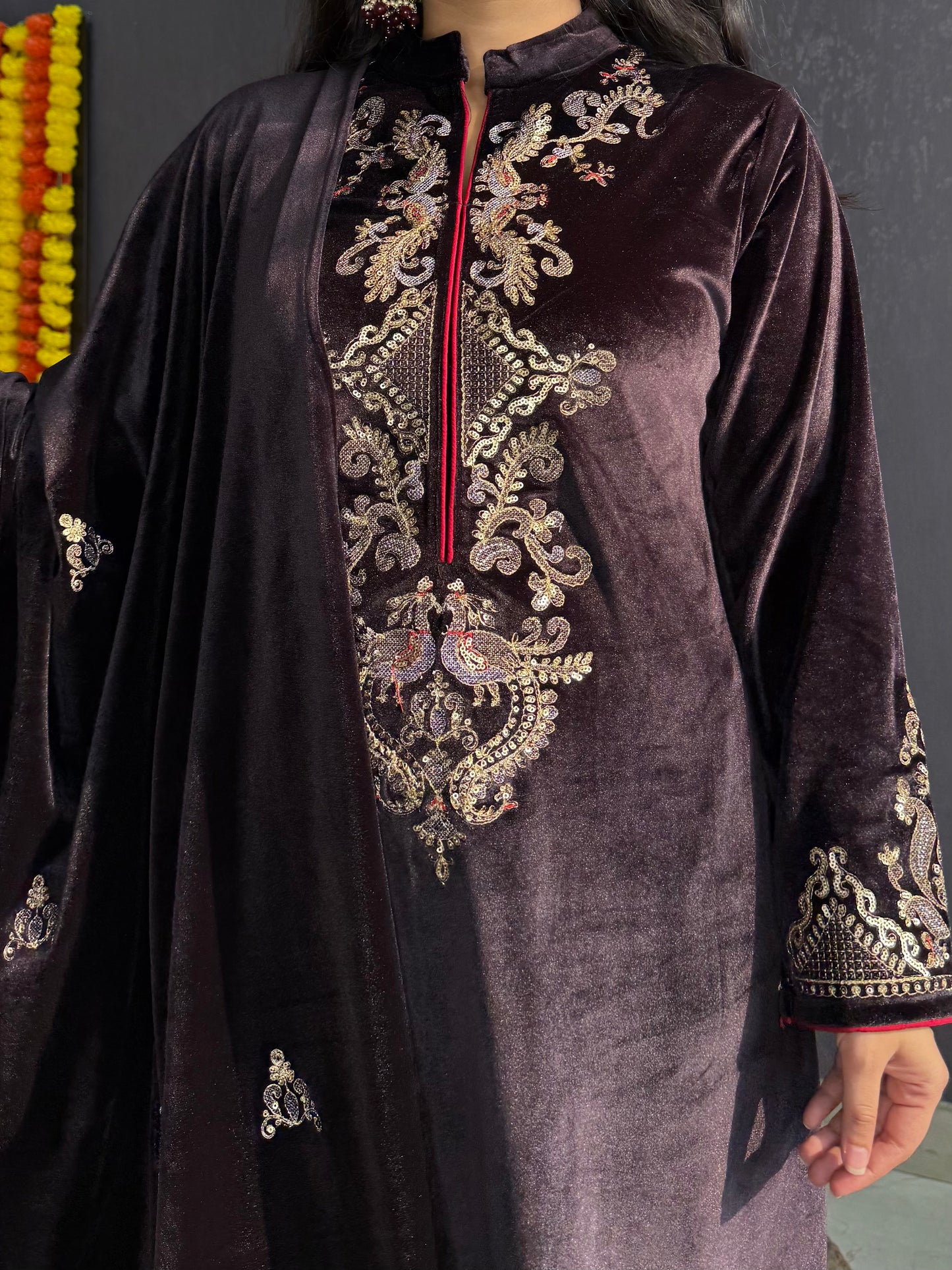 Velvet Handwork Shawl set