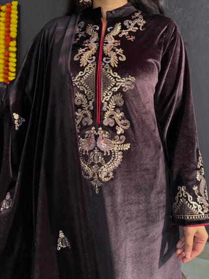Velvet Handwork Shawl set
