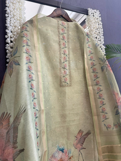 Tissue zari flamingos suit