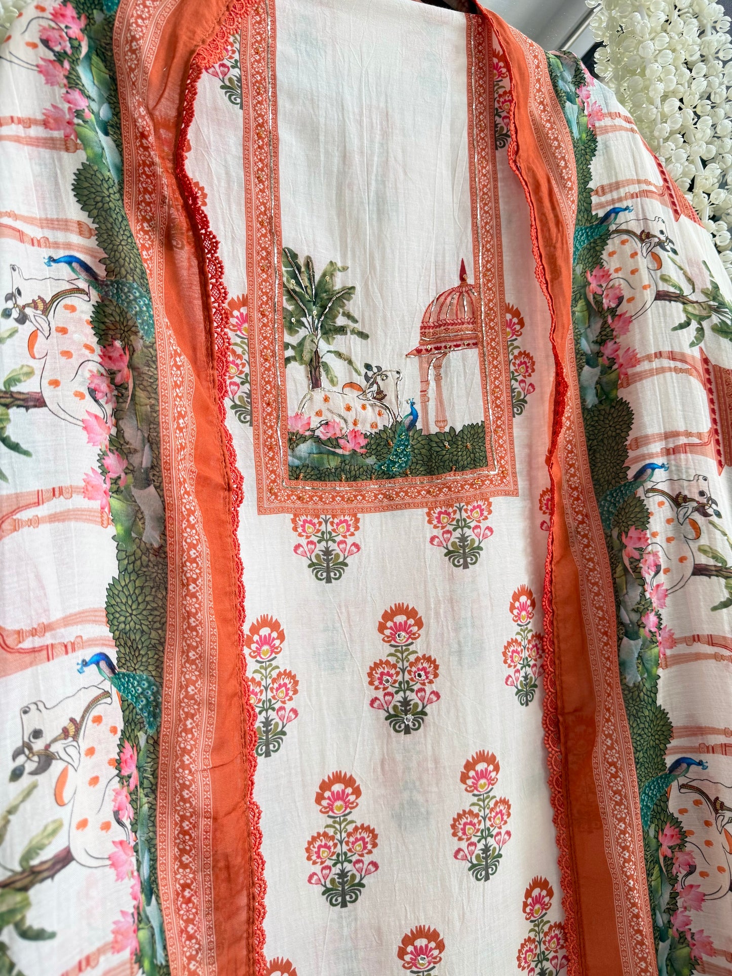 Mulmul cotton divine pichwai suit