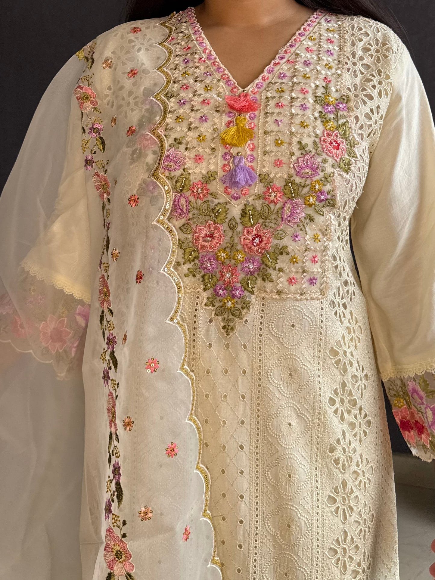 Pakistani schiffili designer suit