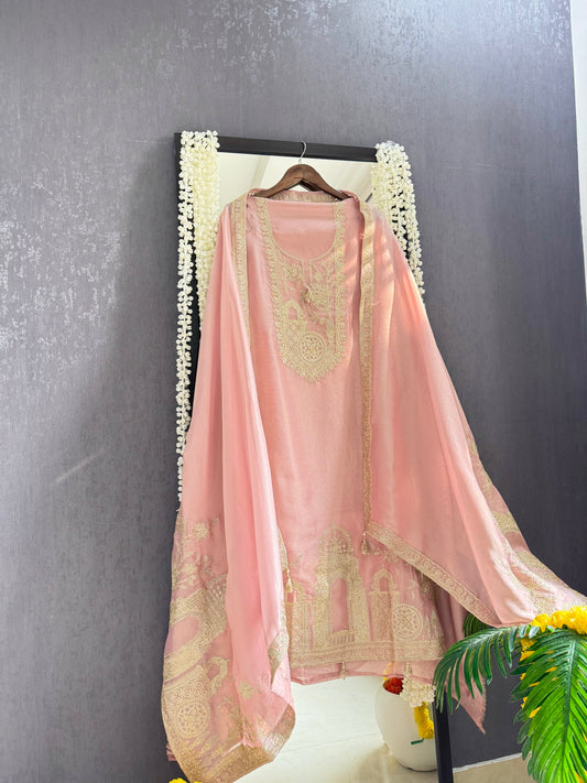 Luxurious temple pitta work suit
