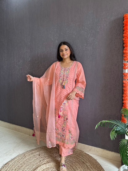 Cotton schiffili designer suit