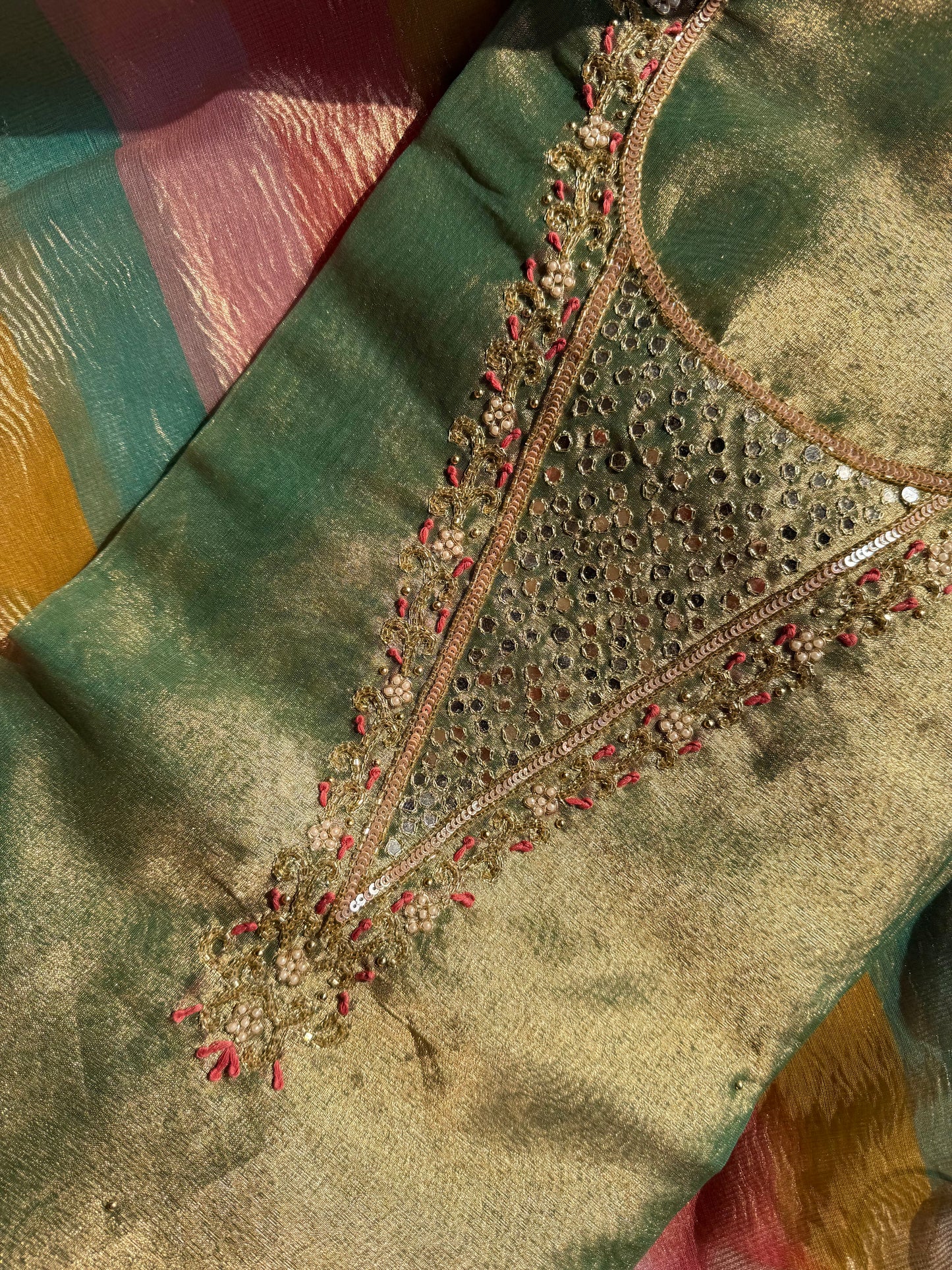 Tissue silk multi color suit