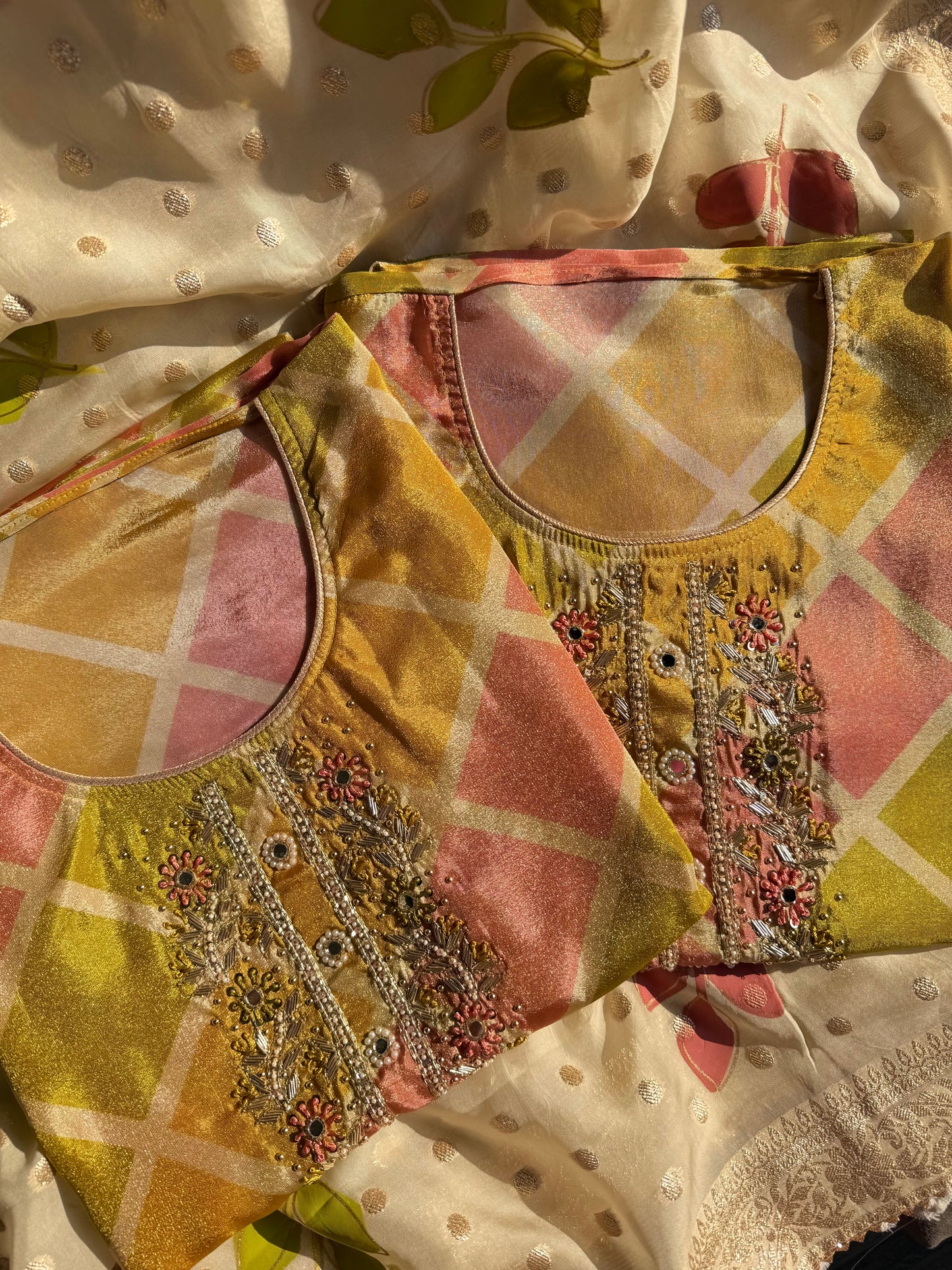 Handpainted Benarsi handwork suit