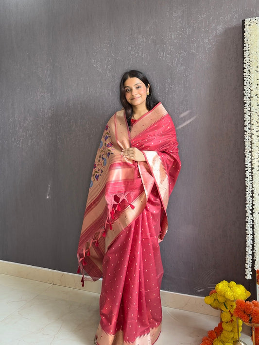 Tussar paithani saree