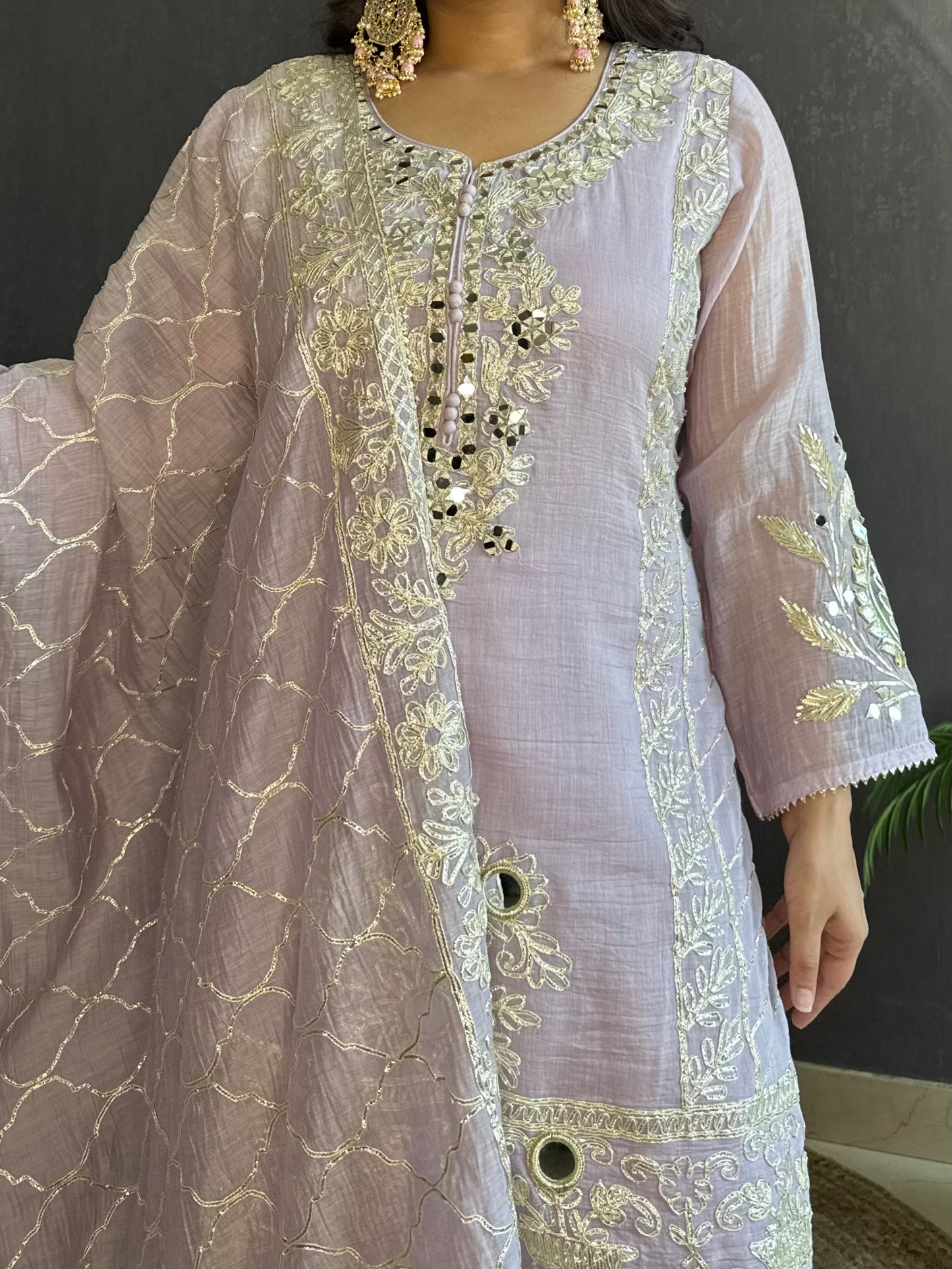 Luxurious mul cotton gotapatti sharara set