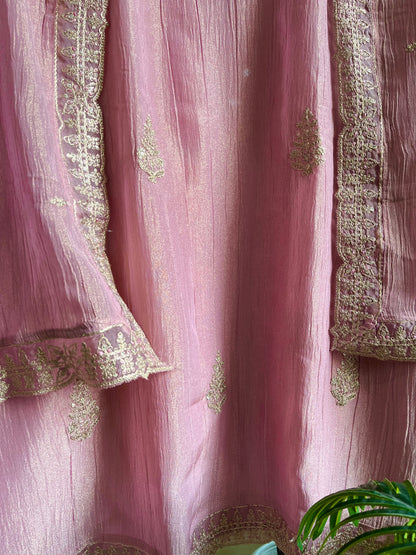 Crush tissue aari work suit