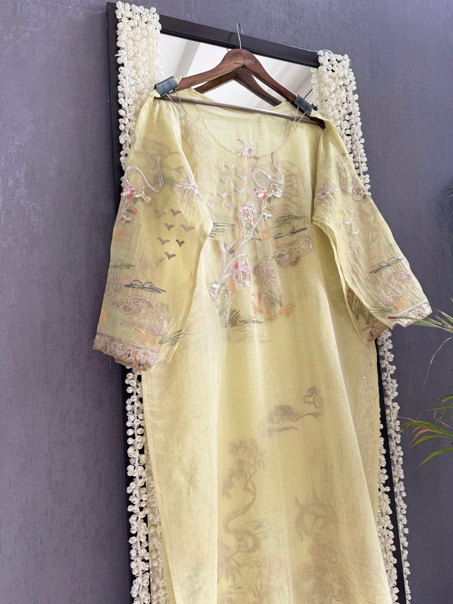 Luxurious Mul chanderi gota appliqué work suit