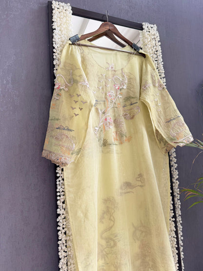 Luxurious Mul chanderi gota appliqué work suit