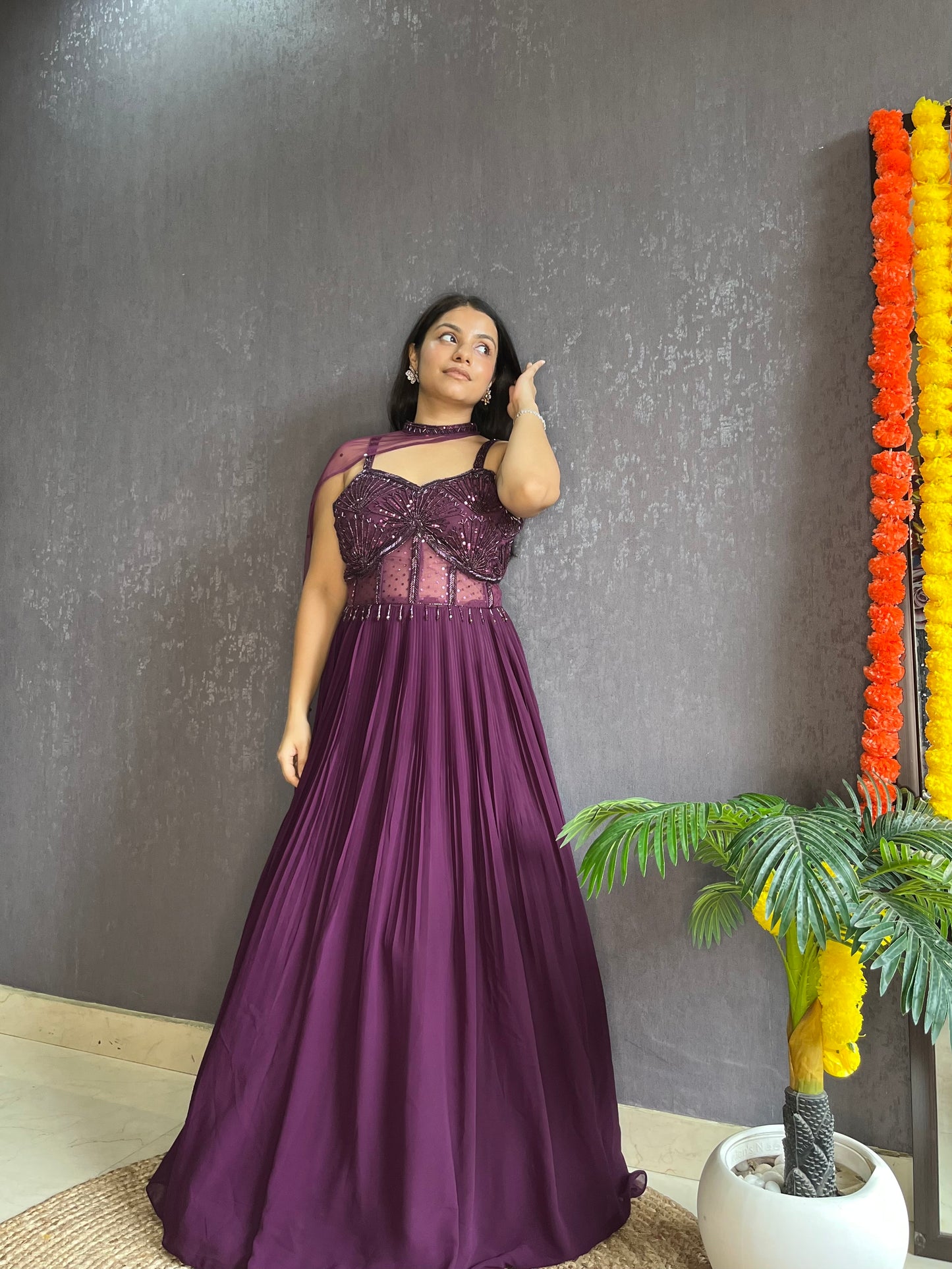 Anarkali Cape gown