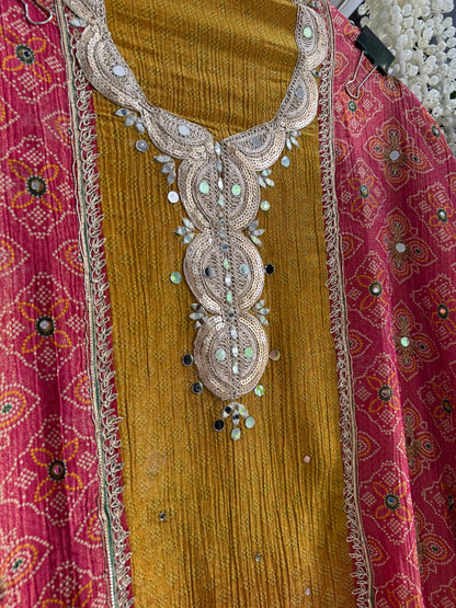 Crush tissue Bandhani ombré suit