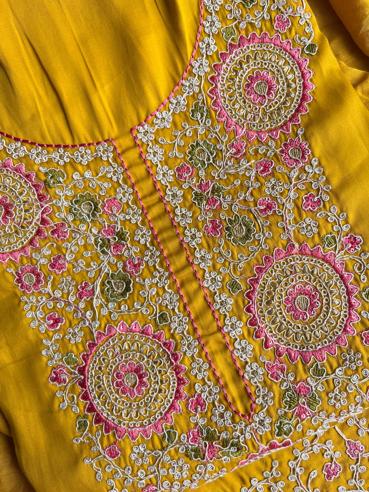 Satin Aari work unstitched suits