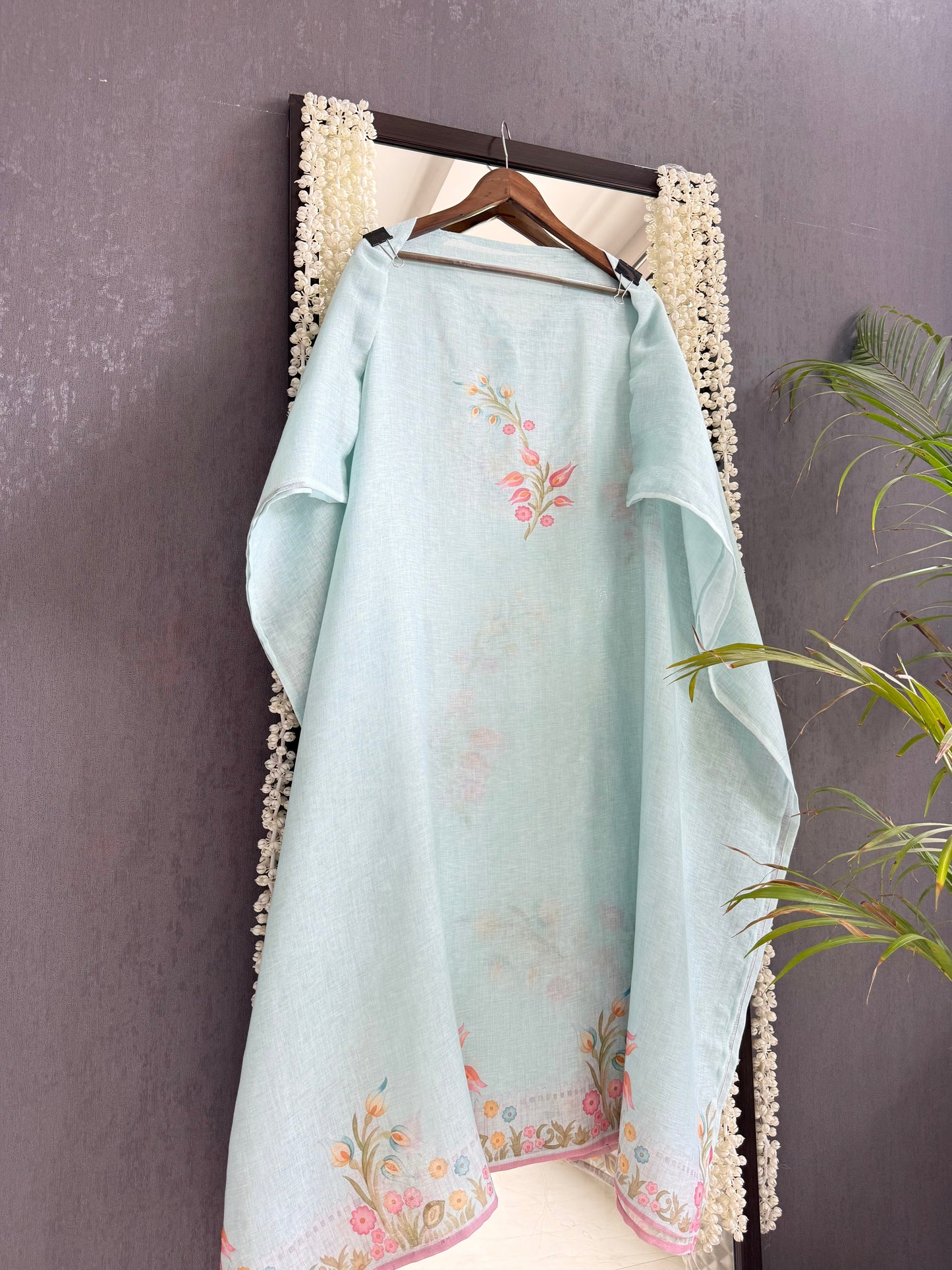 Linen handwork floral suit