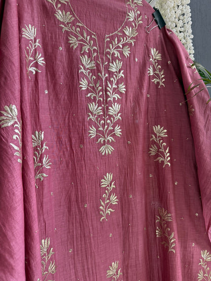 Luxurious Mul chanderi pitta work suit