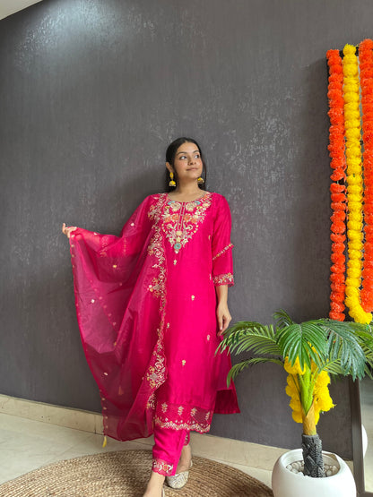 French knot silk Handwork suit set