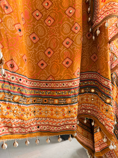 Premium crepe pakistani bandhani suit