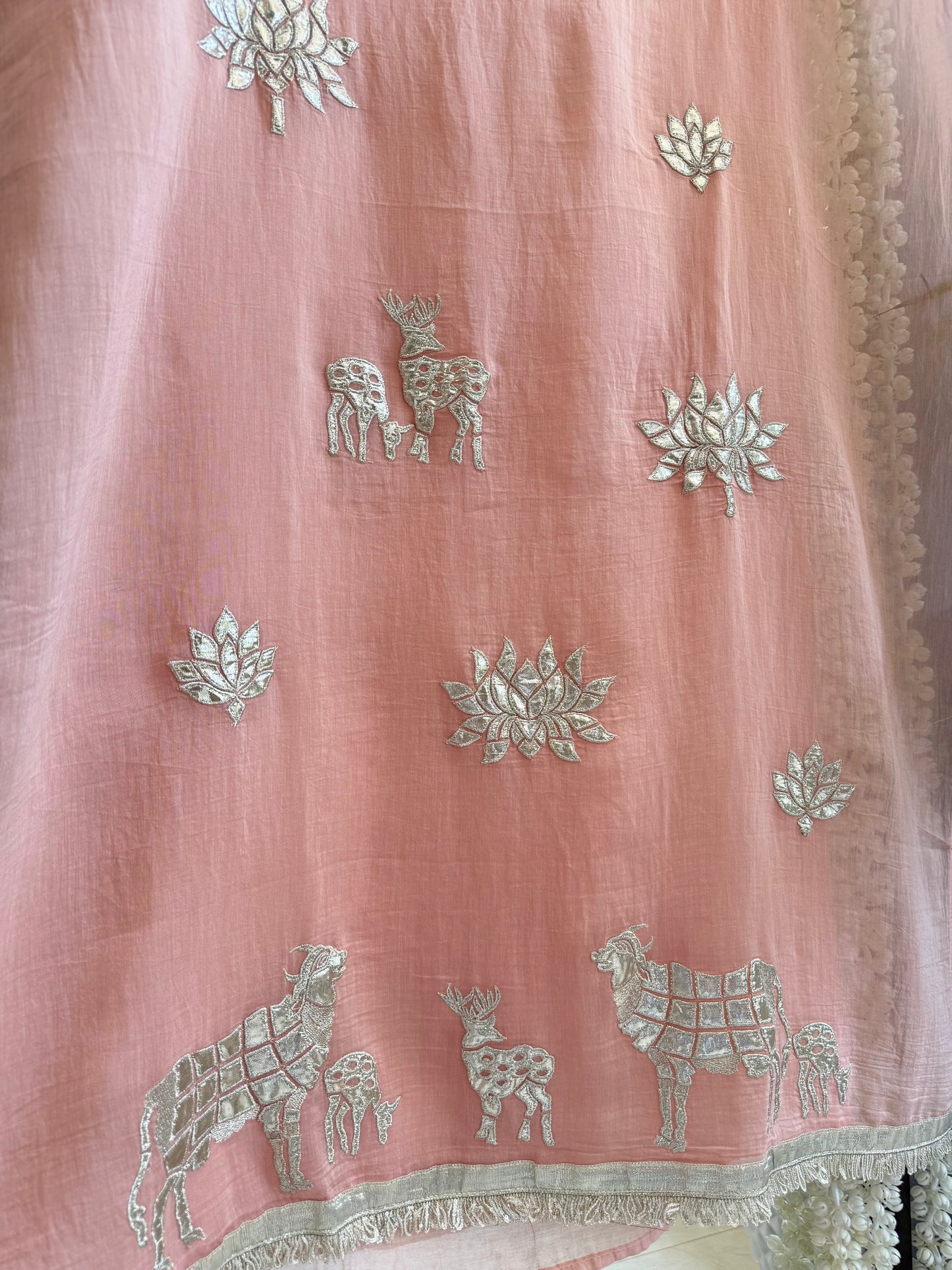 Luxurious Mul chanderi gota appliqué work suit