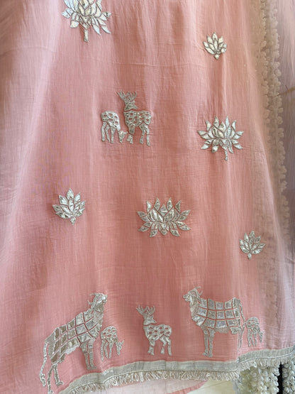 Luxurious Mul chanderi gota appliqué work suit
