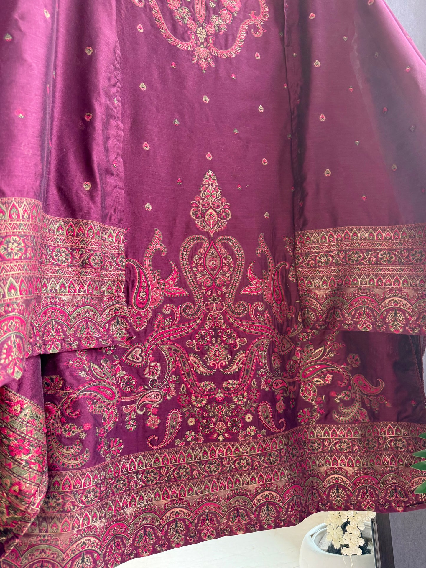 Linen kashmiri jamawar suit