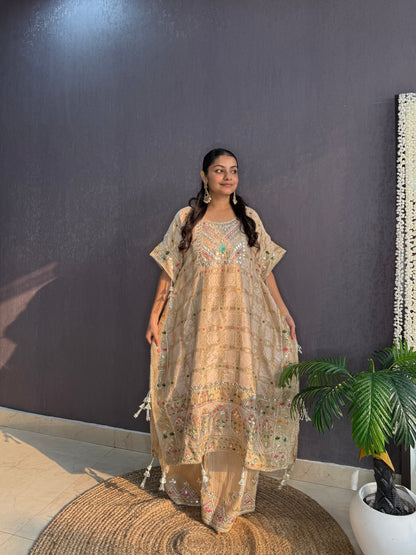 Luxurious gharchola bandhej kaftan set