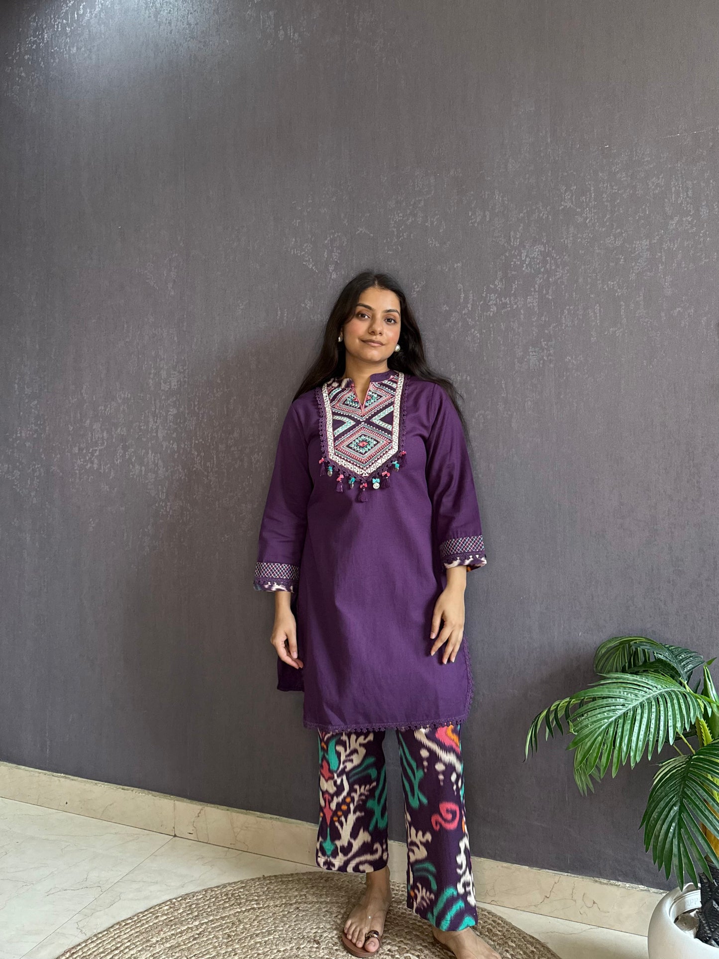 Premium cotton mirror ikkat Coord set